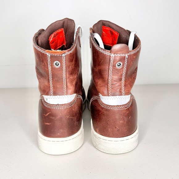 Harley Davidson Steinman 7 Waterproof Hi Top Sneakers Brown Leather Size 10.5 - Picture 5 of 7